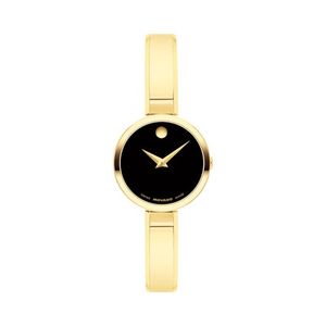 Ladies Moda Gold-Tone Stainless Steel Bangle Watch Black Dial Product Image