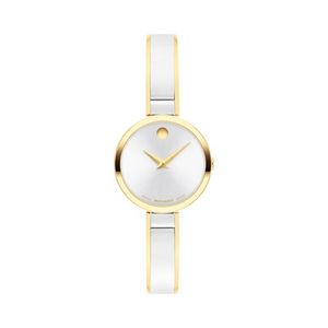 Ladies Moda Two-Tone Stainless Steel Bangle Watch Silver Dial Product Image
