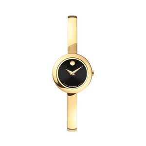 Ladies Museum Bangle Gold-Tone Stainless Steel Watch Black Dial Product Image