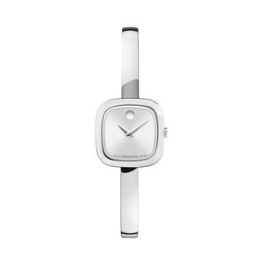 Ladies Museum Bangle Square Silver-Tone Stainless Steel Watch Silver Dial Product Image