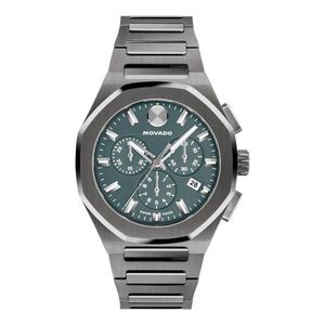 Mens Centurion Chronograph Gray Stainless Steel Watch Blue Dial Product Image