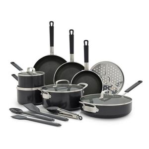 Bobby Flay Professional Ceramic Nonstick Aluminum 16pc Cookware Set Black Product Image