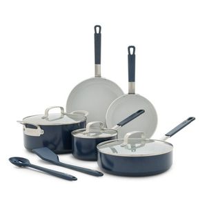 Bobby Flay Professional Ceramic Nonstick Aluminum 10pc Cookware Set Oxford Blue Product Image