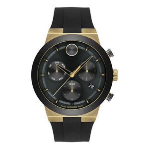 Mens BOLD Fusion Chronograph Gold & Black Silicone Strap Watch Black Dial Product Image
