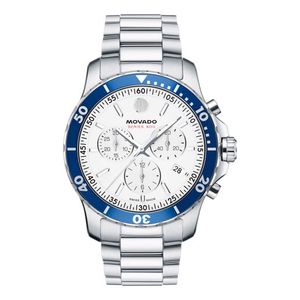 Mens Series 800 Chronograph Blue & Silver-Tone Stainless Steel Watch White Dial Product Image