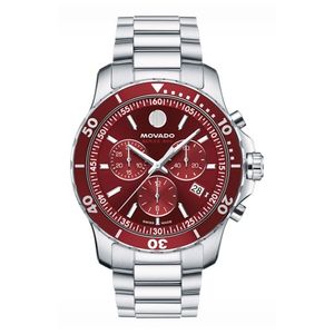 Mens Series 800 Chronograph Silver-Tone Stainless Steel Watch Red Dial Product Image