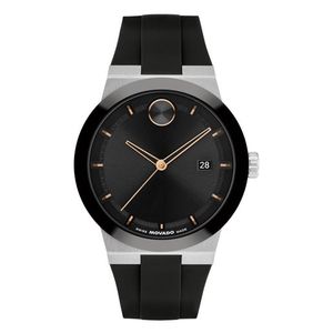 Mens BOLD Fusion Silver & Black Silicone Strap Watch Black Dial Product Image