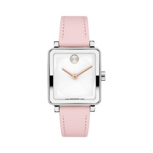 Ladies BOLD Evolution 2.0 Square Silver & Blush Leather Strap Watch White Dial Product Image