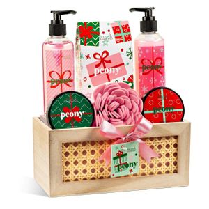Peony Wood Box Spa Gift Set Product Image
