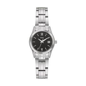 Ladies TFX Silver-Tone Stainless Steel Watch Black Dial Product Image