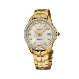 Ladies Coutura Gold-Tone Stainless Steel & Diamond Watch White MOP Dial Product Image
