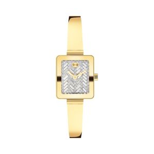 Ladies BOLD Bangle Mini Gold-Tone Stainless Steel Square Watch Crystal Dial Product Image