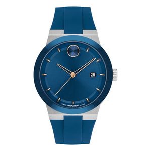 Mens BOLD Fusion Silver & Blue Silicone Strap Watch Blue Dial Product Image