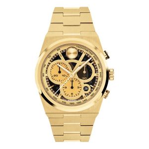 Mens BOLD Quest Chronograph Gold-Tone SS Watch Black Skeleton Dial Product Image