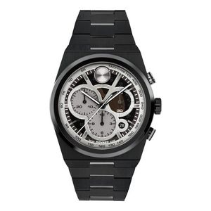 Mens BOLD Quest Chronograph Black IP Stainless Steel Watch Black Skeleton Dial Product Image