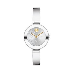 Ladies BOLD Bangle Silver-Tone Stainless Steel Watch Silver Crystal Dial Product Image