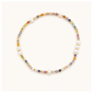 Melon Bead and Pearl Elastic Bracelet Product Image