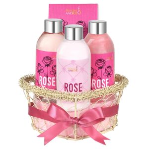 Rose Fragrance Gift Set in Decorative Heart-Shaped Basket Product Image
