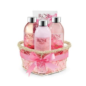 Rose Fragrance Gift Set in Decorative Heart-Shaped Basket Product Image