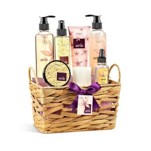 Vanilla Spa Gift Basket in Wicker Basket - 7 Pc Product Image