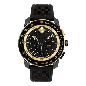 Mens BOLD TR90 Chronograph Gold & Black Silicone Strap Watch Black Dial Product Image