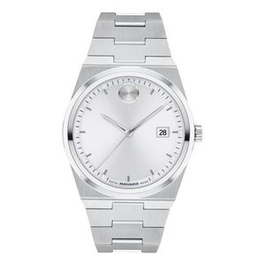 Mens BOLD Quest Silver-Tone Stainless Steel Watch White Dial Product Image