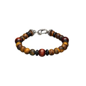 Beaded bracelet with dinosaur bone and red Tiger Eye beads - Large Product Image