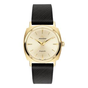 Unisex Heritage Kingmatic Gold & Black Leather Strap Watch Chgampagne Dial Product Image