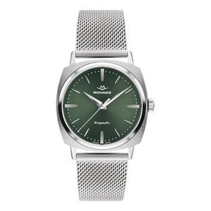 Unisex Heritage Kingmatic Silver-Tone Stainless Steel Mesh Watch Green Dial Product Image