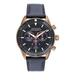 Mens Heritage Calendoplan S Chronograph Gray Leather Strap Watch Gray Dial Product Image