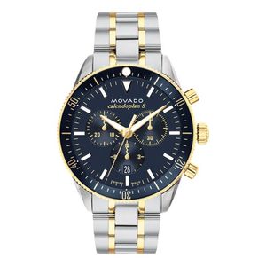 Mens Heritage Calendoplan S Chronograph Two-Tone SS Watch Navy Blue Dial Product Image