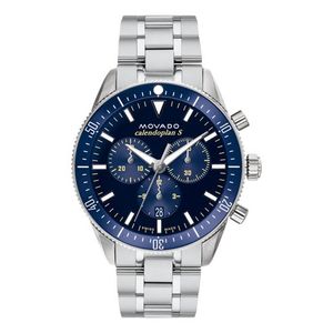 Mens Heritage Calendoplan S Chronograph Silver-Tone SS Watch Blue Dial Product Image