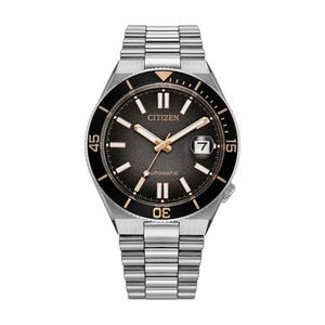Mens TSUYOSA Shore "Time Slip" LE Automatic Silver-Tone SS Watch Black Dial Product Image
