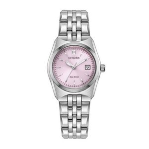 Ladies Corso Eco-Drive Silver-Tone Stainless Steel Watch Pink Dial Product Image