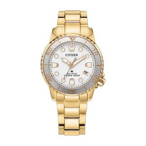 Ladies Promaster Dive Eco-Drive Gold-Tone Stainless Steel Watch White Dial Product Image