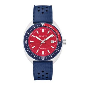 Mens Snorkel Sail 4th Blue HNBR Rubber Strap Watch Red Dial Product Image