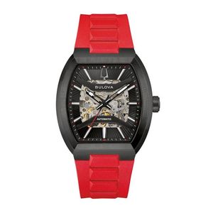 Mens Maquina Automatic Black & Red HNBR Rubber Strap Watch Black Dial Product Image