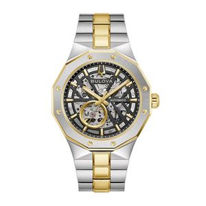 Mens Prestige Automatic Two-Tone Stainless Steel Watch Black Open Dial Product Image