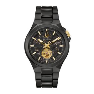 Mens Maquina Automatic Black IP Stainless Steel Watch Black Skeleton Dial Product Image