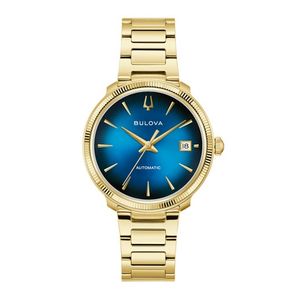 Mens Disco! Automatic Gold-Tone Stainless Steel Watch Blue Dial Product Image