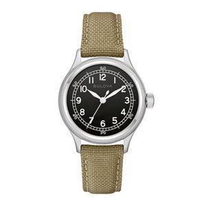 Mens Military A-11 Automatic Silver & Beige Nylon Strap Black Dial Product Image