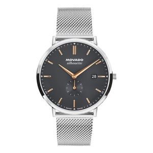 Unisex Heritage Silhouette Silver-Tone Stainless Steel Mesh Watch Charcoal Dial Product Image