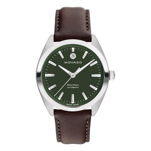 Unisex Heritage Datron Automatic Silver & Chocolate Leather Strap Green Dial Product Image