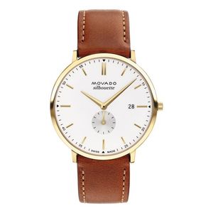 Unisex Heritage Silhouette Gold & Cognac Leather Strap Watch White Dial Product Image