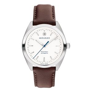 Unisex Heritage Datron Automatic Silver & Chocolate Leather Strap White Dial Product Image