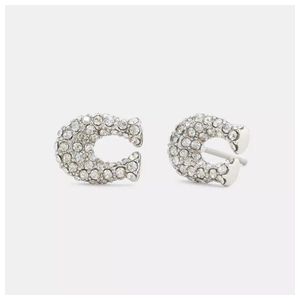 Pave C Stud Earrings Silver Product Image