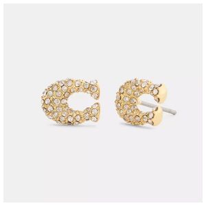 Pave C Stud Earrings Gold Product Image