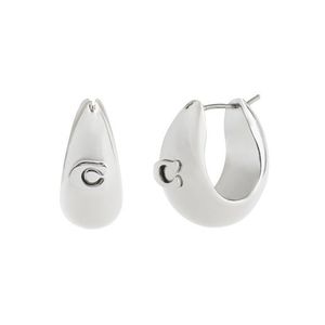 Sculpted C Hoop Earrings, Silver Product Image