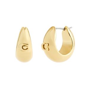 Sculpted C Hoop Earrings Gold Product Image