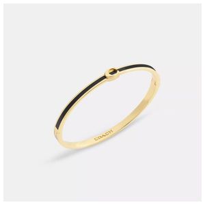 Thin Signature Hinged Bangle Gold/Black Product Image